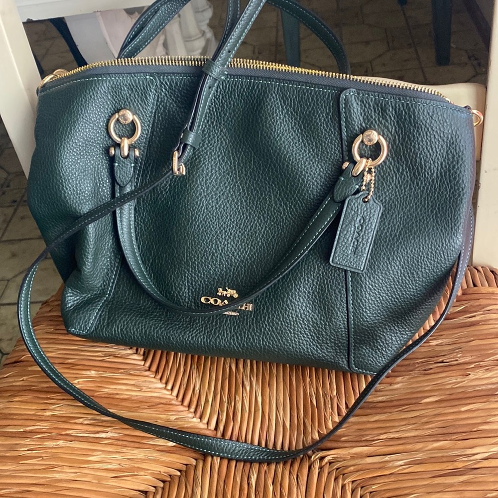 New Coach Kacey Leather Satchel Amazon Green C6229 $350